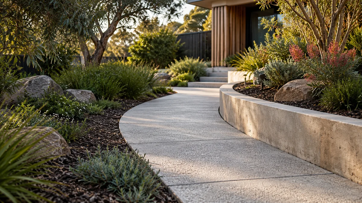 Illustration of concrete paths & paving in an Australian residential setting