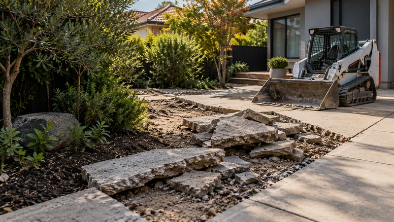 Illustration of concrete removal in an Australian residential setting
