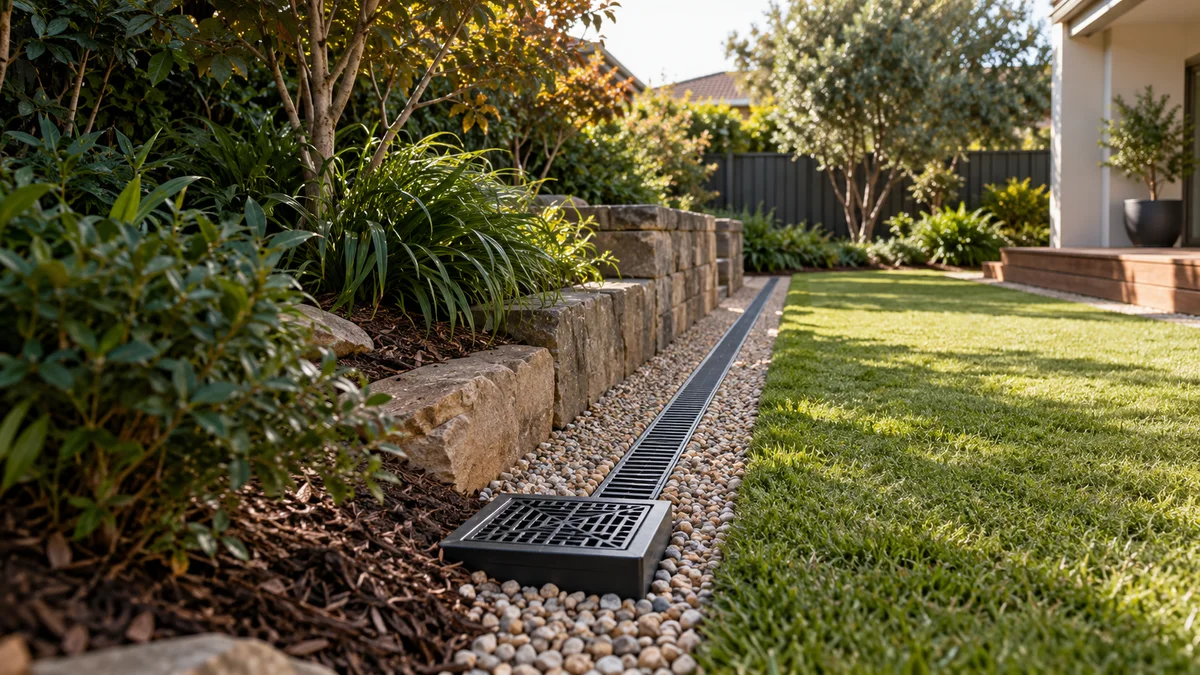 Illustration of land drainage in an Australian residential setting