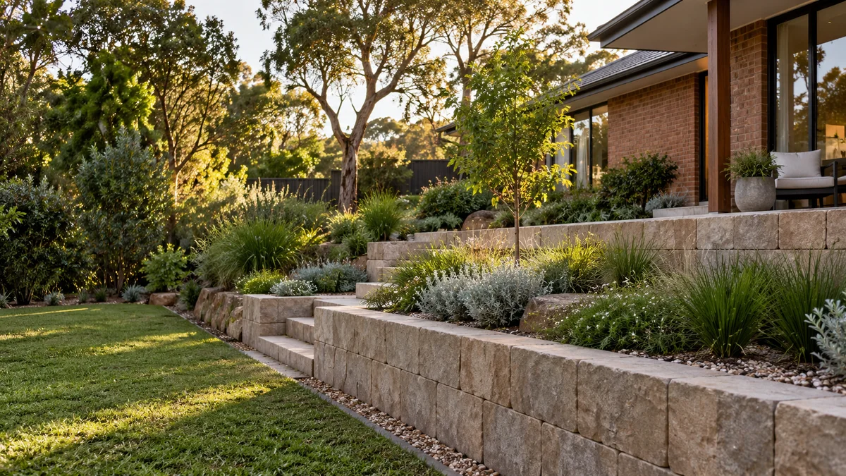 Illustration of a landscaped Melbourne-style suburban property